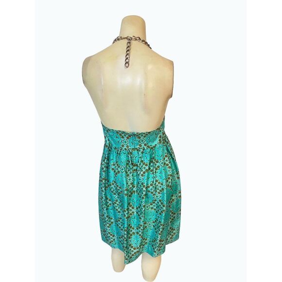 Milly New York Green Brown Silk Dress Size 0 2 - Picture 3 of 5